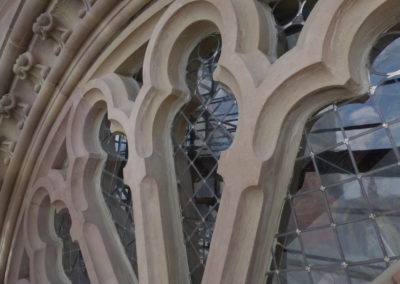 Mulhouse - Temple St-Etienne - Façade occidentale - Restauration - Vitraux - détail de la rose - extérieur après restauration