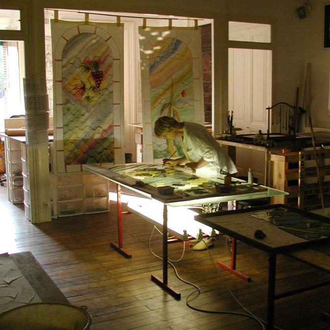 Barbizon, cité des peintres - Vitraux création d'Yvette Fringant - Yvette Fringuant à la peinture sur verre